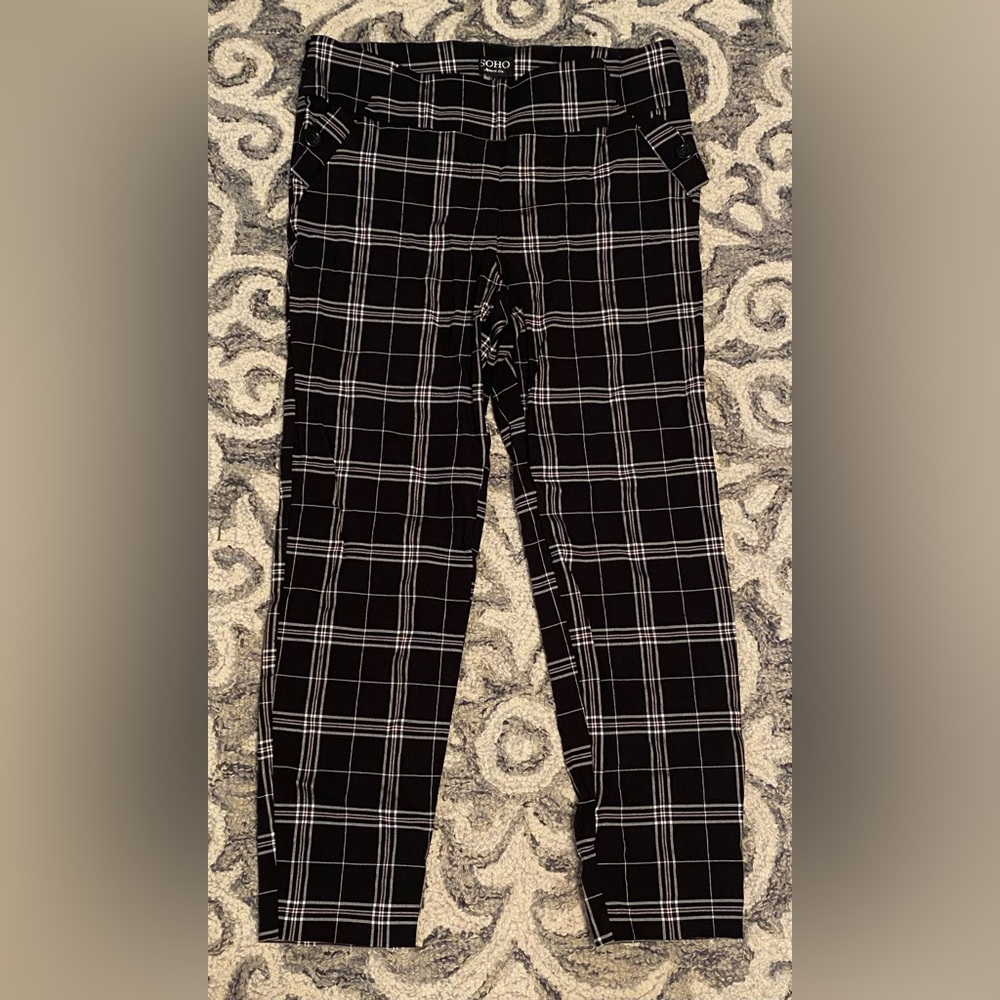 Soho pull on pant black plaid